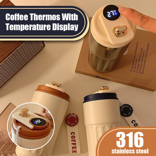 Kaffeethermoskanne mit Temperaturanzeige