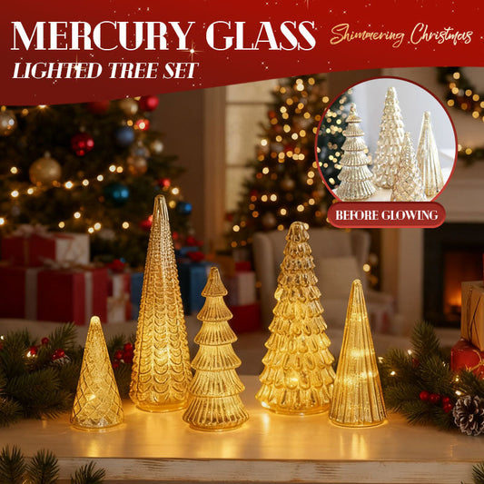 ✨ Schimmernde Weihnachten – 5-teiliges Kristallglas-Baumset mit Lichtern✨