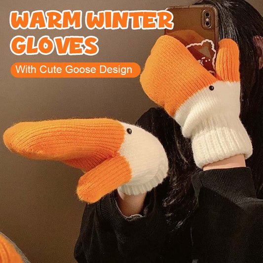 🧡🐥 Varmande Vinterhandskar mit Söt Gås Design ❄️✨