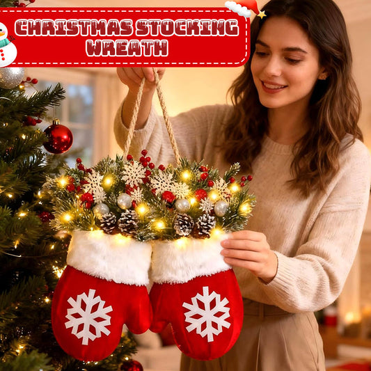 🎅 Blinkender Weihnachtshandschuhkranz · Schaffen Sie eine warme und gemütliche Weihnachtsatmosphäre