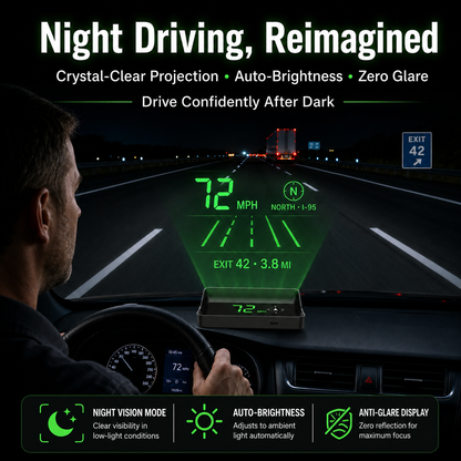 Head-Up-Display (HUD) – Navigationssystem für das Auto mit digitalem Tachometer