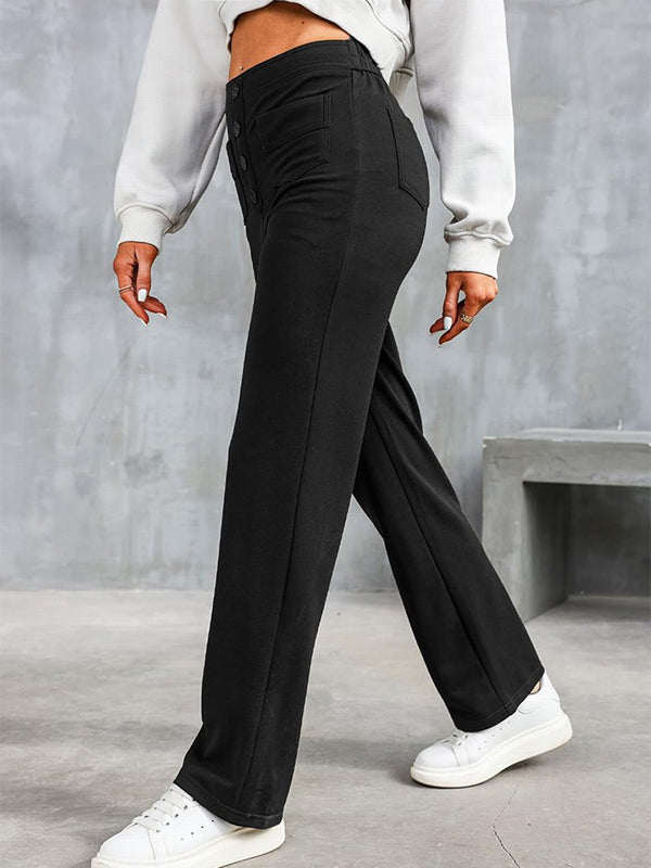 ⏳Hochelastische Multi-Pocket-Hose/Einfarbig lässige gerade Multi-Pocket-Hose mit hoher Elastizität