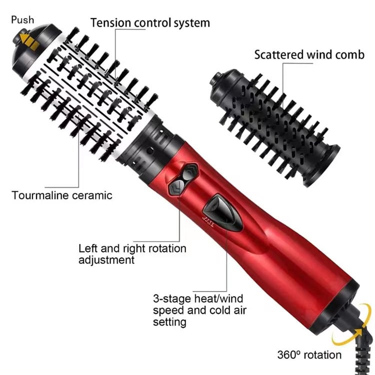 3-in-1-Heißluftstyler und rotierender Haartrockner für trockenes Haar, lockiges Haar, glattes Haar