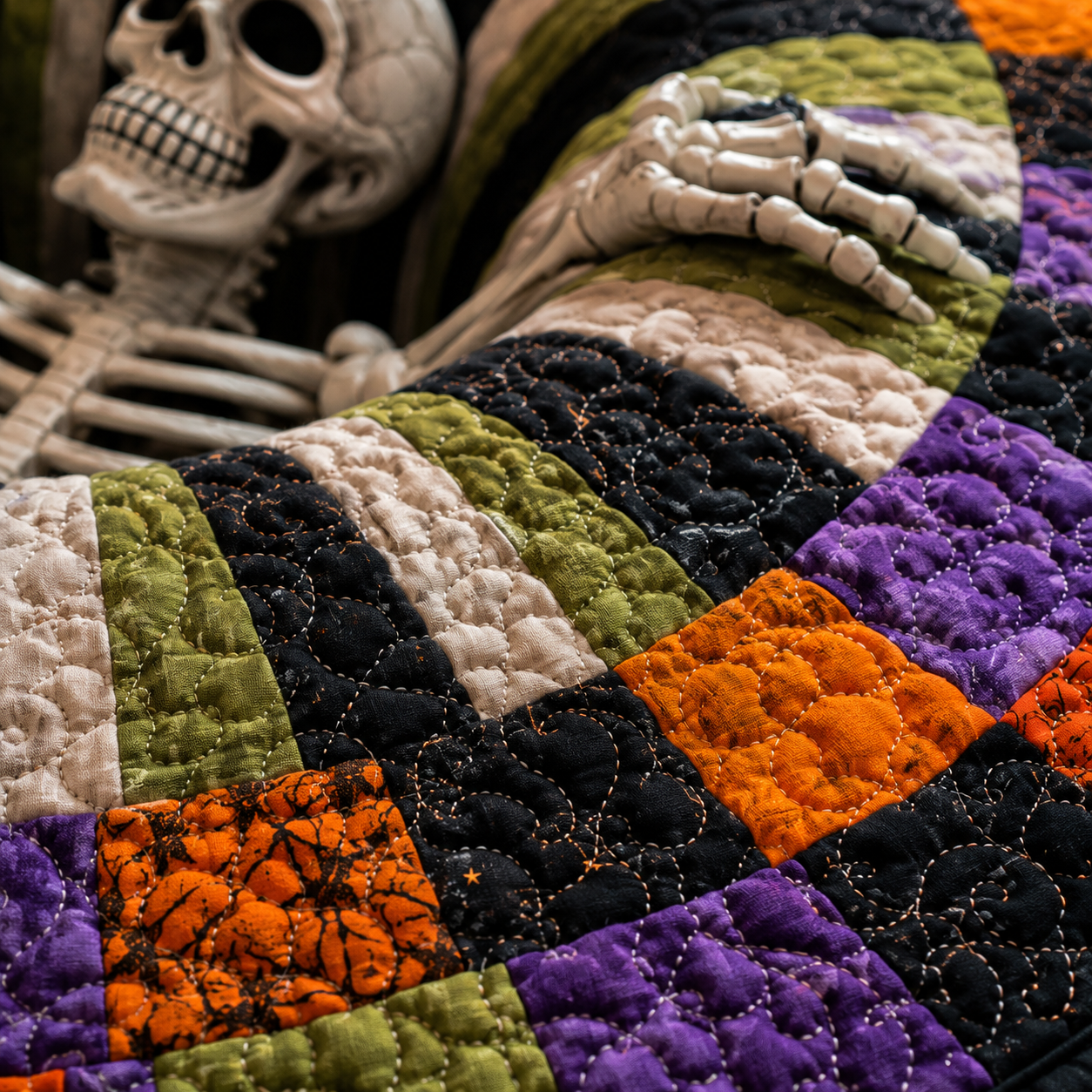 🎃3D-Skelett-Vortex-Steppte runde Halloween-Teppich