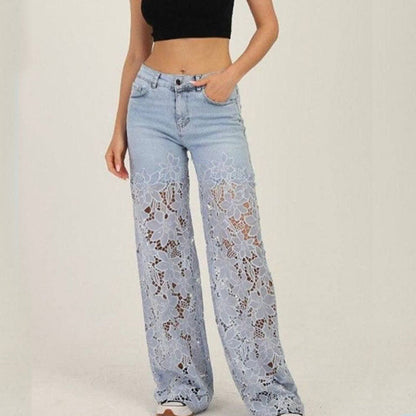 💃Sommermode vorwärts🌸🔥 Gespleißte Jeans mit Spitze