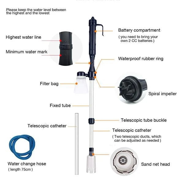 🔥Zeitlich begrenzt: 50 % Rabatt🔥 Elektrischer Aquarien-Kiesreiniger