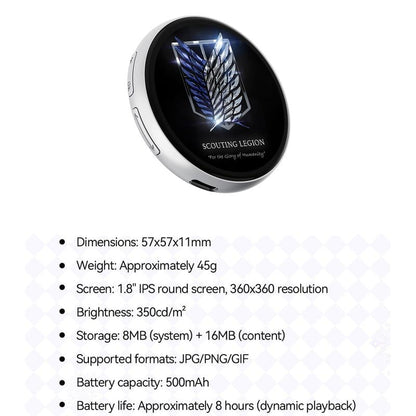 📱 Pixel Touch Digital Badge Screen – 📸 500 mAh Leichtgewichtiger Foto-/Video-/GIF-Pin