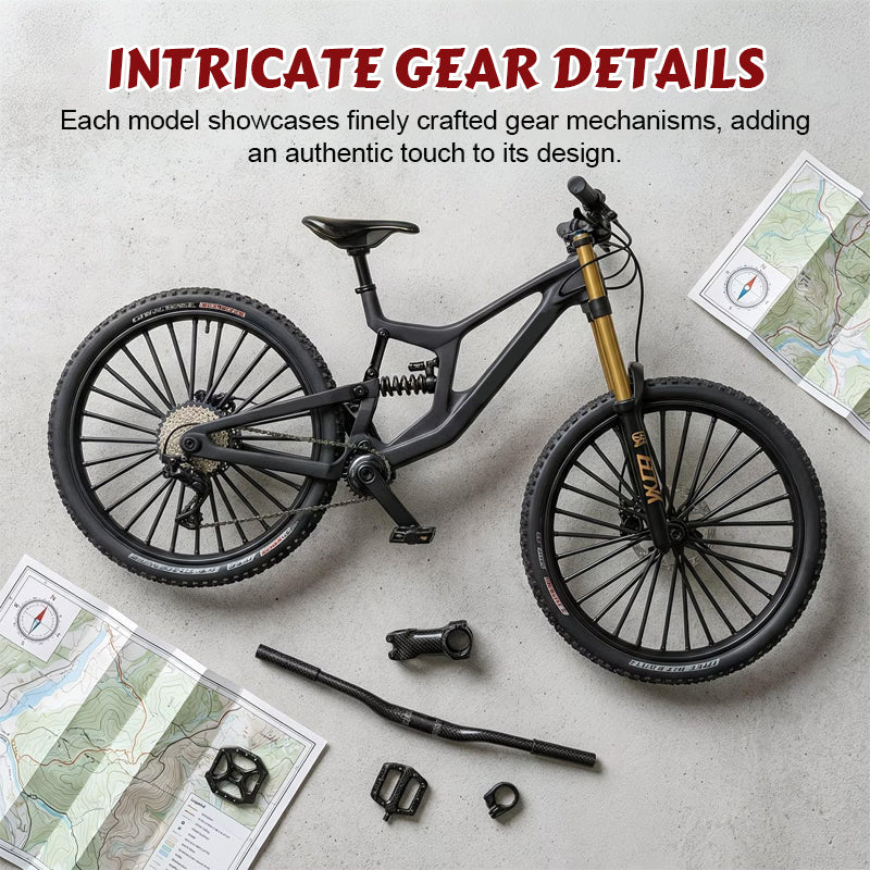 Sammlerstück: Mountainbike-Modell aus Metalllegierung mit Vorder- und Hinterradfederung