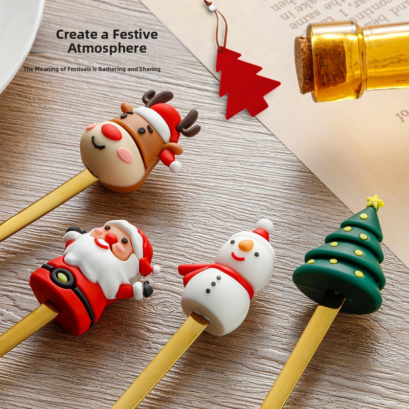 🎄 6-teiliges weihnachtliches Deko-Besteckset – Löffel, Gabel, Teelöffel, Kaffeelöffel, Essgabel & Dessertlöffel!