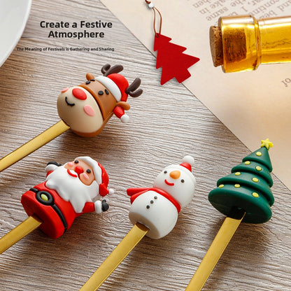 🎄 6-teiliges weihnachtliches Deko-Besteckset – Löffel, Gabel, Teelöffel, Kaffeelöffel, Essgabel & Dessertlöffel!