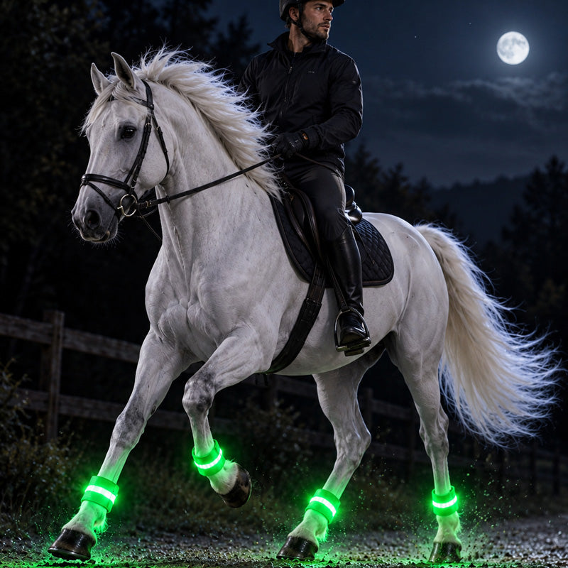 🐎LED-Beinbänder für Pferde | Gut sichtbare, leuchtende Beinbänder für das Reiten bei Nacht