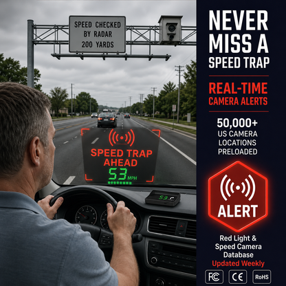 Head-Up-Display (HUD) – Navigationssystem für das Auto mit digitalem Tachometer