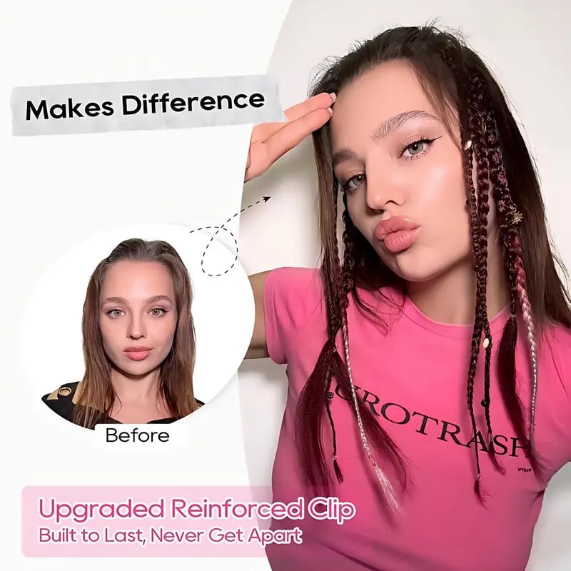 🔥🆕 2026 Boho-Dreadlock-Clip-In-Haarverlängerungen 🌿 – 20" geflochtenes Haar mit Perlen und Anhängern