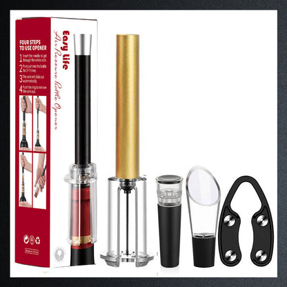 Set mit Luftpumpe, Korkenzieher und Flaschenöffner