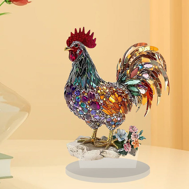 Bunte Glücks-Hahn Figur