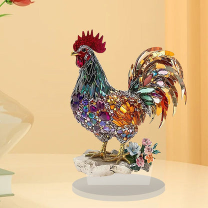 Bunte Glücks-Hahn Figur