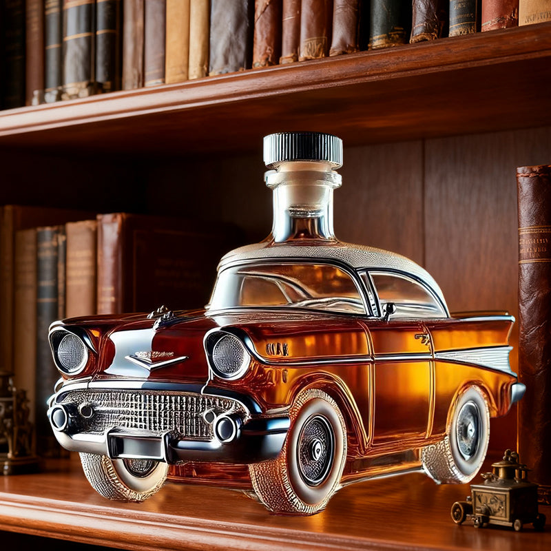 Whiskeyflasche im Retro-Auto-Design
