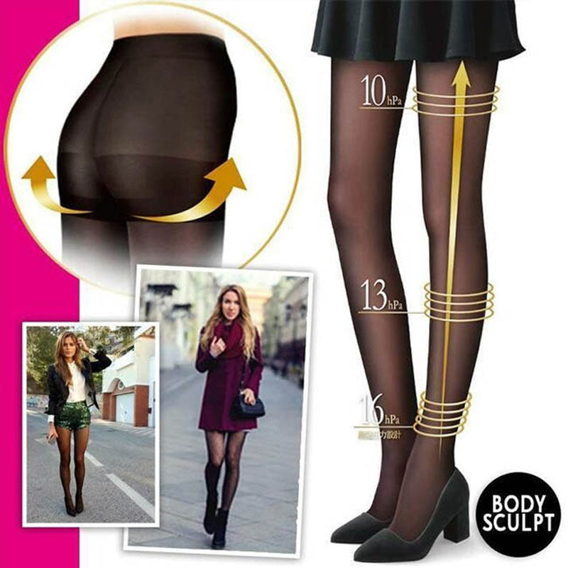 Mit Fleece gefütterte transparente Strumpfhose