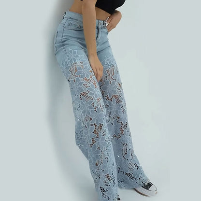 💃Sommermode vorwärts🌸🔥 Gespleißte Jeans mit Spitze