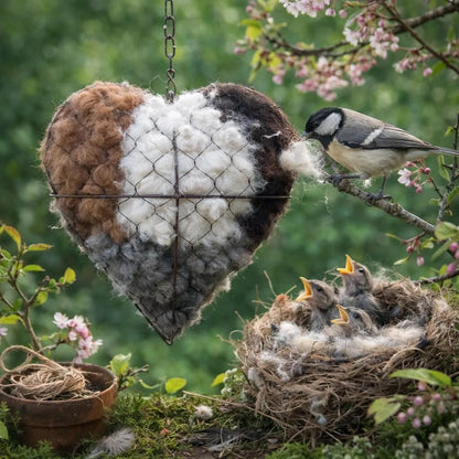 🕊️ Handgefertigtes Vogelnest aus Alpakafaser in Form eines Herzen