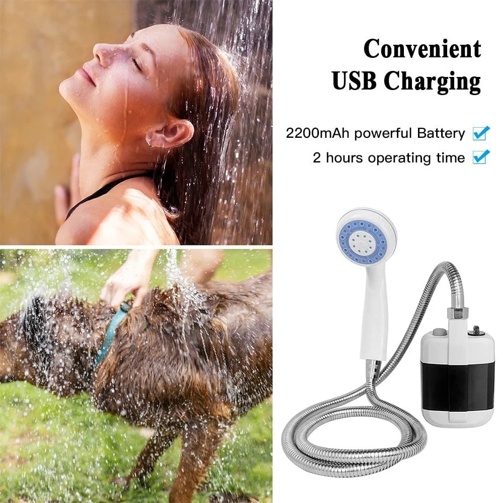 🚿 Bleiben Sie draußen frisch – Tragbare Campingdusche mit einstellbarem Durchfluss – Für eine einfache und bequeme Reinigung im Freien!