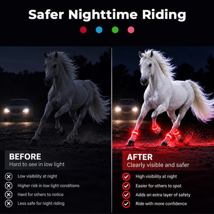 🐎LED-Beinbänder für Pferde | Gut sichtbare, leuchtende Beinbänder für das Reiten bei Nacht
