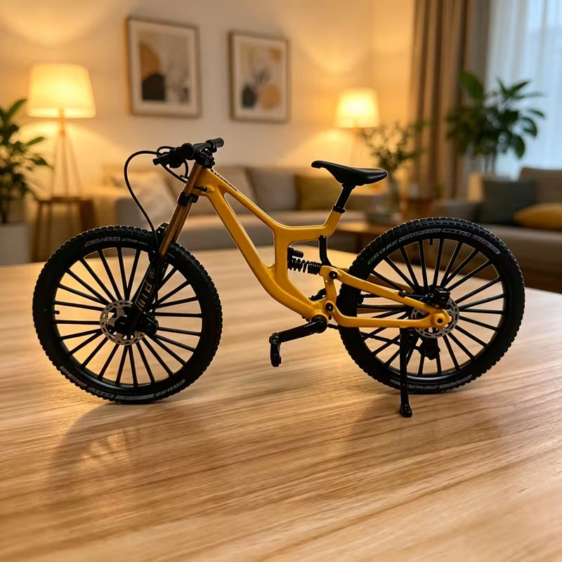 Sammlerstück: Mountainbike-Modell aus Metalllegierung mit Vorder- und Hinterradfederung