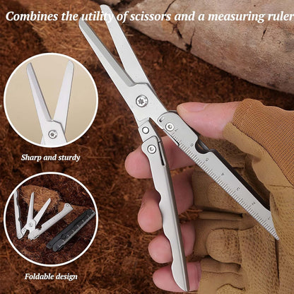 ✂️ 2-in-1 Faltbare EDC-Schere mit integriertem Lineal