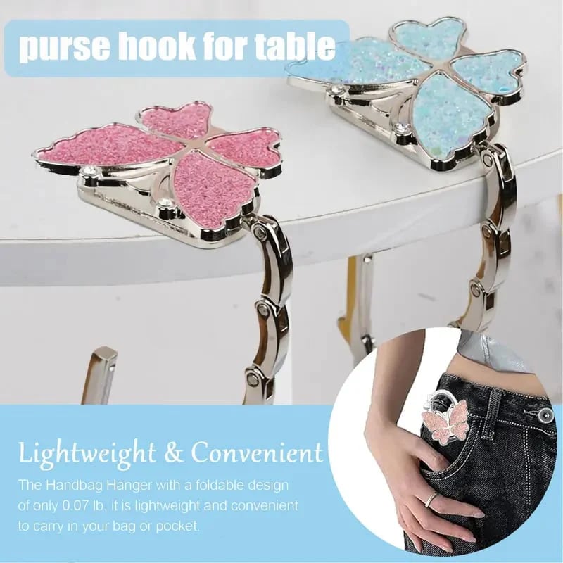 Butterfly Faltbarer Handtaschenhaken – Stilvoller, tragbarer, rutschfester Taschenhaken