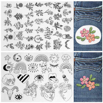 🌸Blumenlinien Entworfene Blumenbordürenmuster Stickmuster – Stick & Stitch für Anfänge