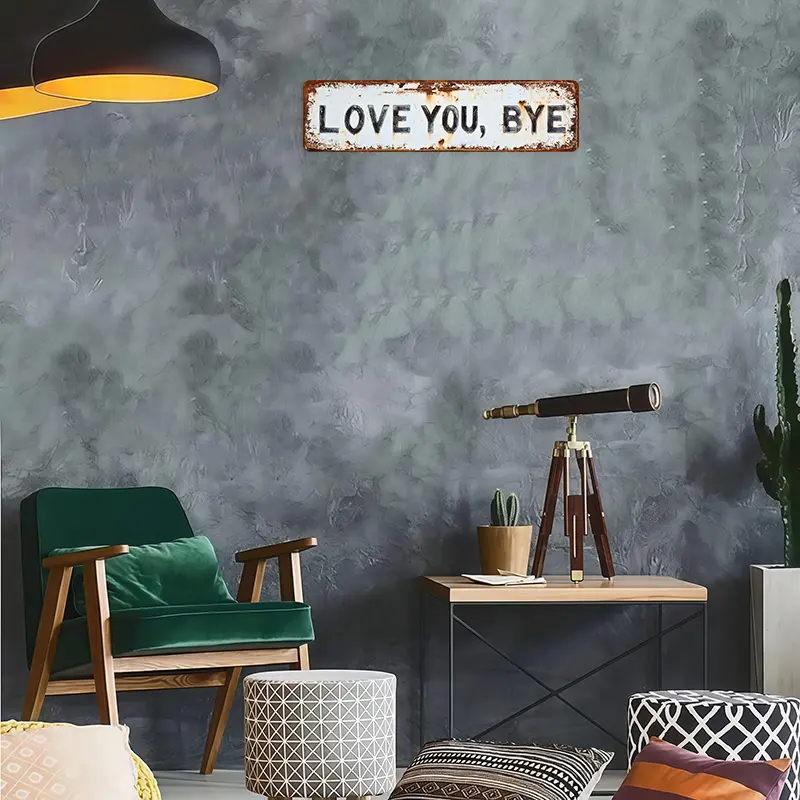 ❤️ ICH LIEBE DICH, Tschüss – Vintage-Wandschild aus Metal