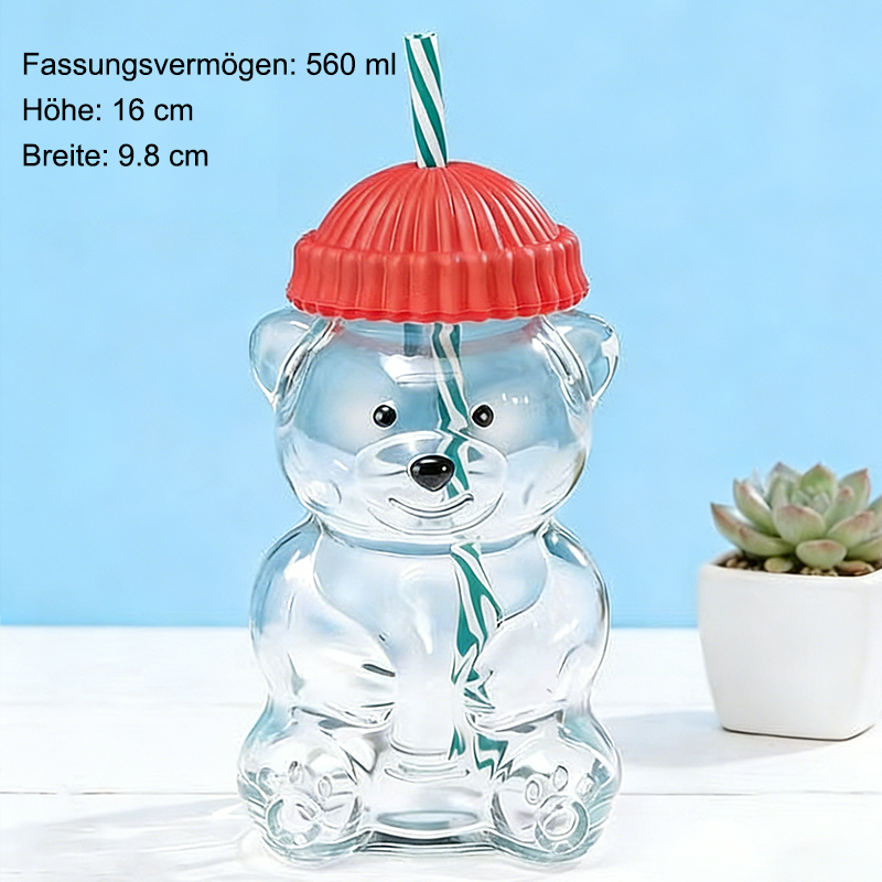🌲Neujahrsverkauf 🐻Bären-Glasstrohhalmbecher🔥