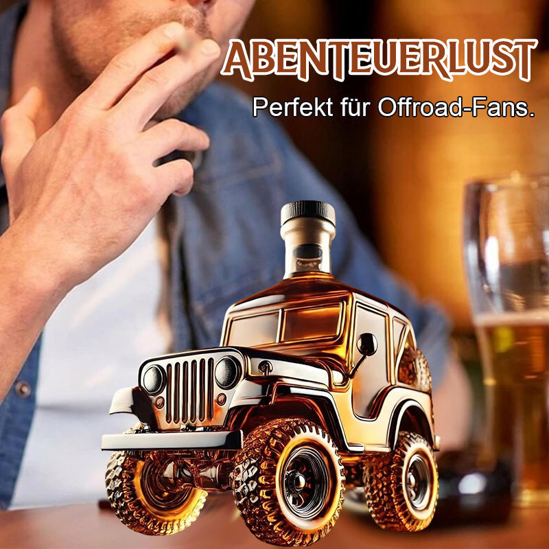 Whiskeyflasche im Retro-Auto-Design