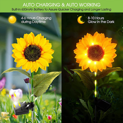 Sonnenblumen-Garten-Rasenlampe (2 Stück)