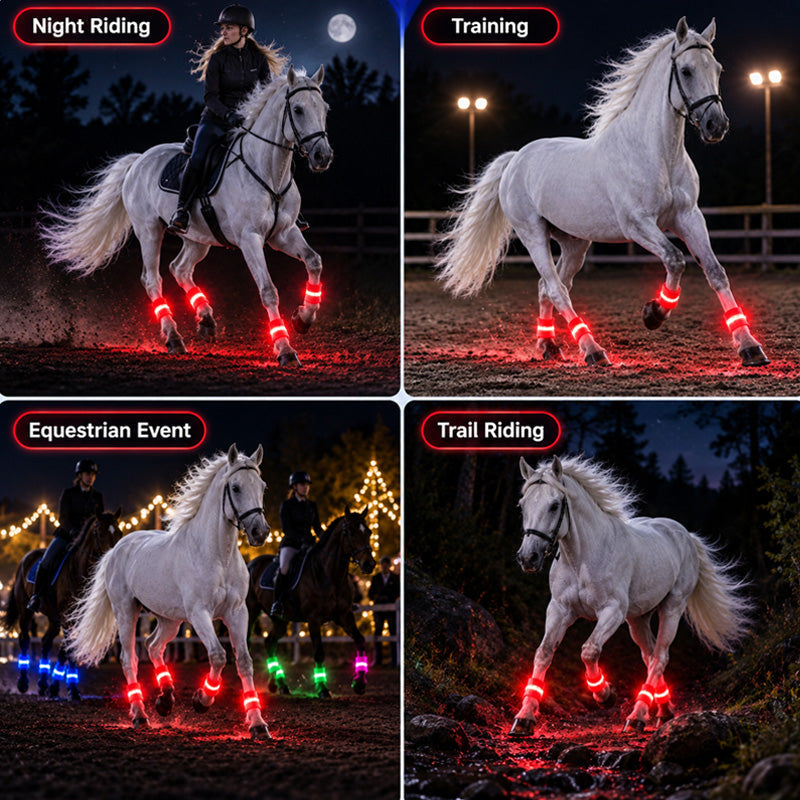 🐎LED-Beinbänder für Pferde | Gut sichtbare, leuchtende Beinbänder für das Reiten bei Nacht