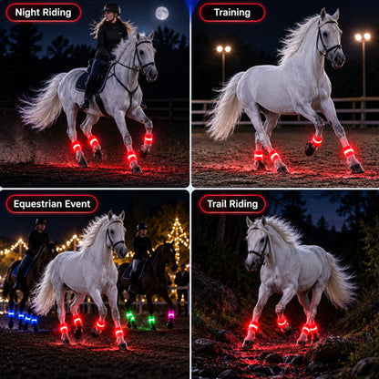 🐎LED-Beinbänder für Pferde | Gut sichtbare, leuchtende Beinbänder für das Reiten bei Nacht