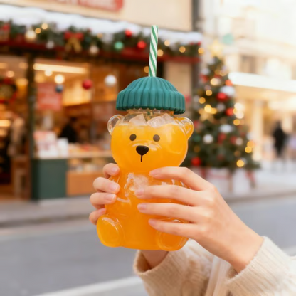 🌲Neujahrsverkauf 🐻Bären-Glasstrohhalmbecher🔥