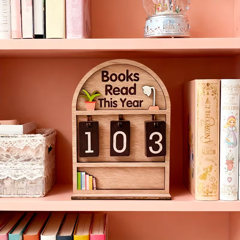 Holz-Anzeige für die jährliche Leseleistung 📚✨