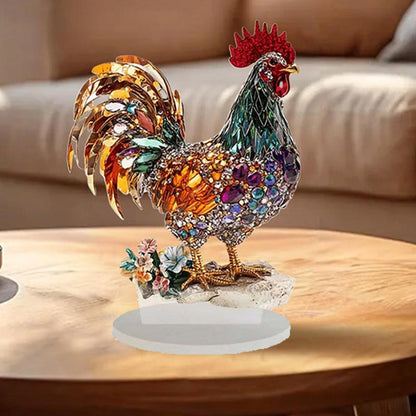 Bunte Glücks-Hahn Figur