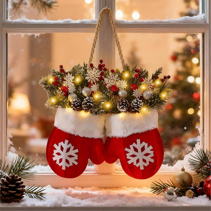 🎅 Blinkender Weihnachtshandschuhkranz · Schaffen Sie eine warme und gemütliche Weihnachtsatmosphäre