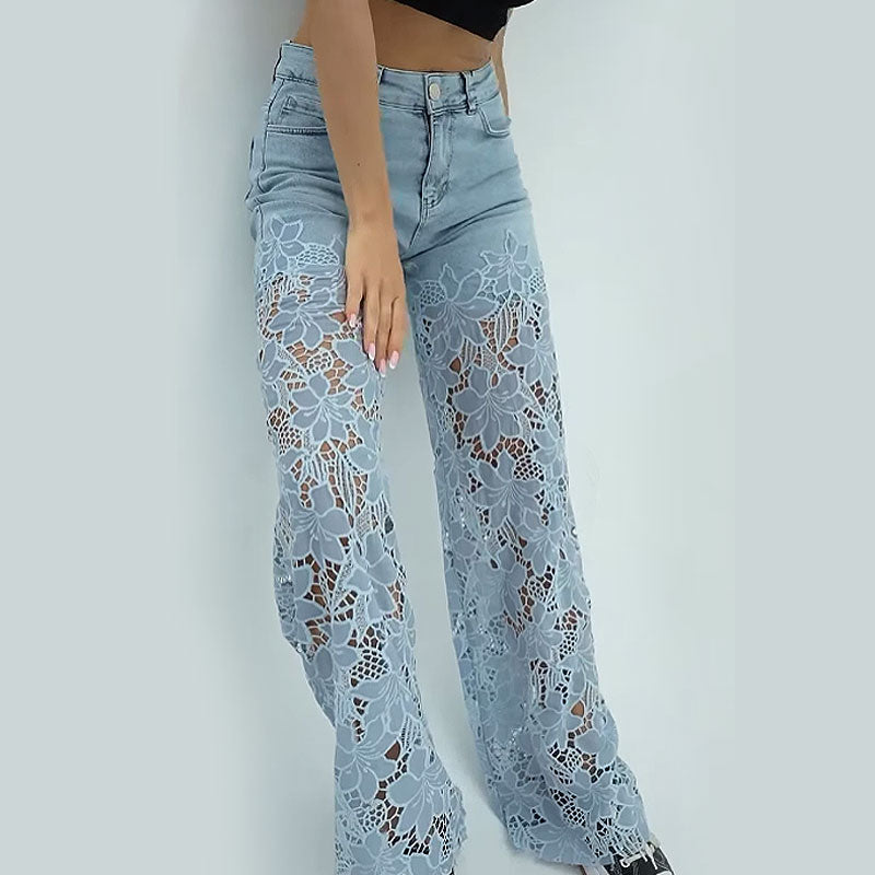 💃Sommermode vorwärts🌸🔥 Gespleißte Jeans mit Spitze
