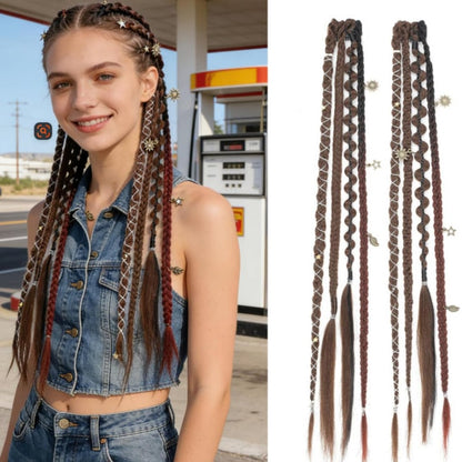 🔥🆕 2026 Boho-Dreadlock-Clip-In-Haarverlängerungen 🌿 – 20" geflochtenes Haar mit Perlen und Anhängern