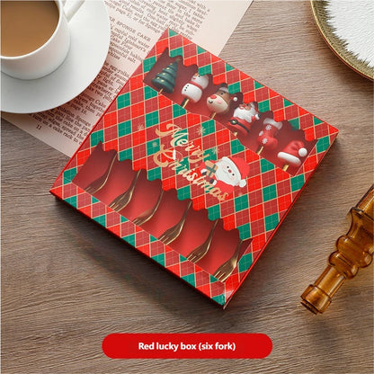 🎄 6-teiliges weihnachtliches Deko-Besteckset – Löffel, Gabel, Teelöffel, Kaffeelöffel, Essgabel & Dessertlöffel!