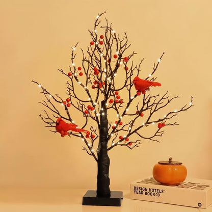 🐦 Vintage leuchtender Baum mit Kardinäle