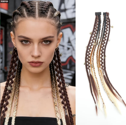 🔥🆕 2026 Boho-Dreadlock-Clip-In-Haarverlängerungen 🌿 – 20" geflochtenes Haar mit Perlen und Anhängern