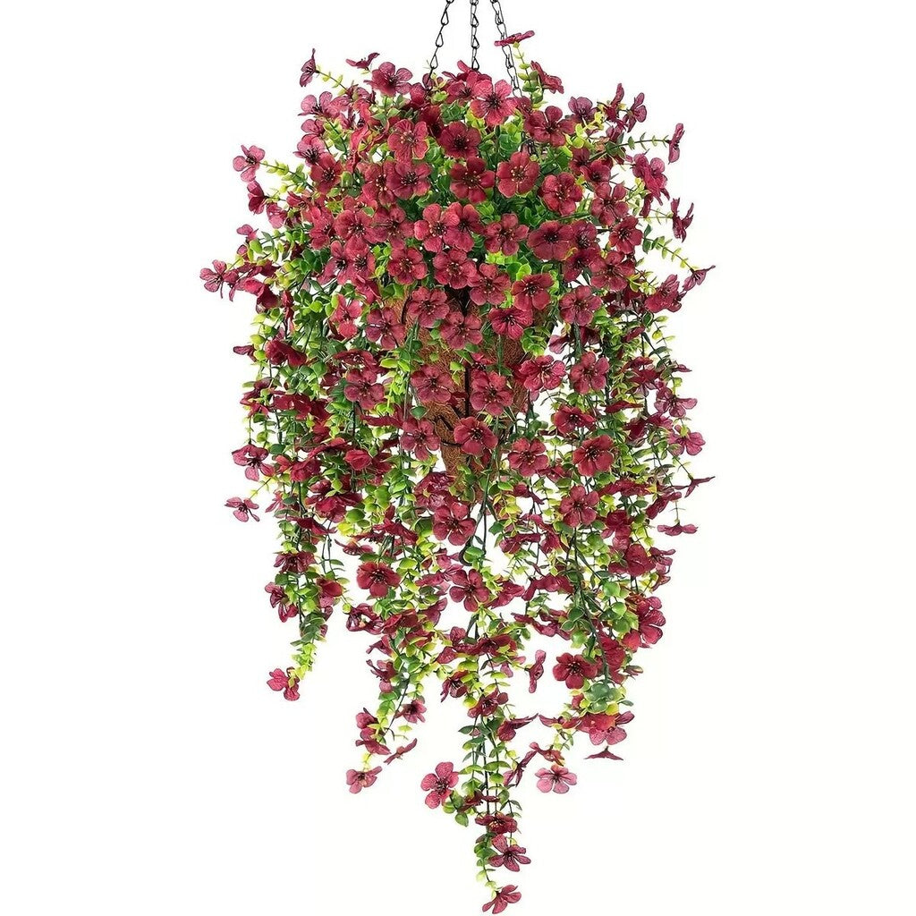 Kaskadenförmig angeordnete Gänseblümchen und Eukalyptusblüten für den Außenbereich – UV-beständig