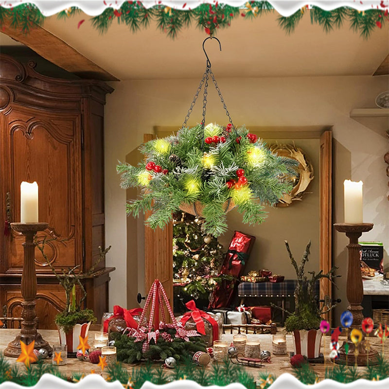 🎄Weihnachts-Sonderangebot🏆 Künstlicher Weihnachtskranz als Hängekorb