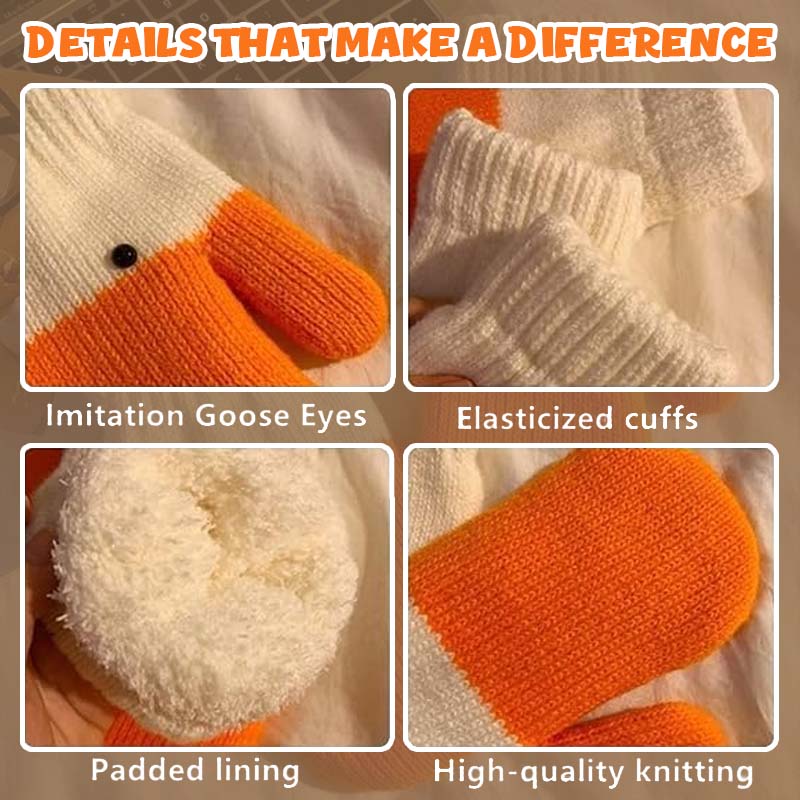 🧡🐥 Varmande Vinterhandskar mit Söt Gås Design ❄️✨