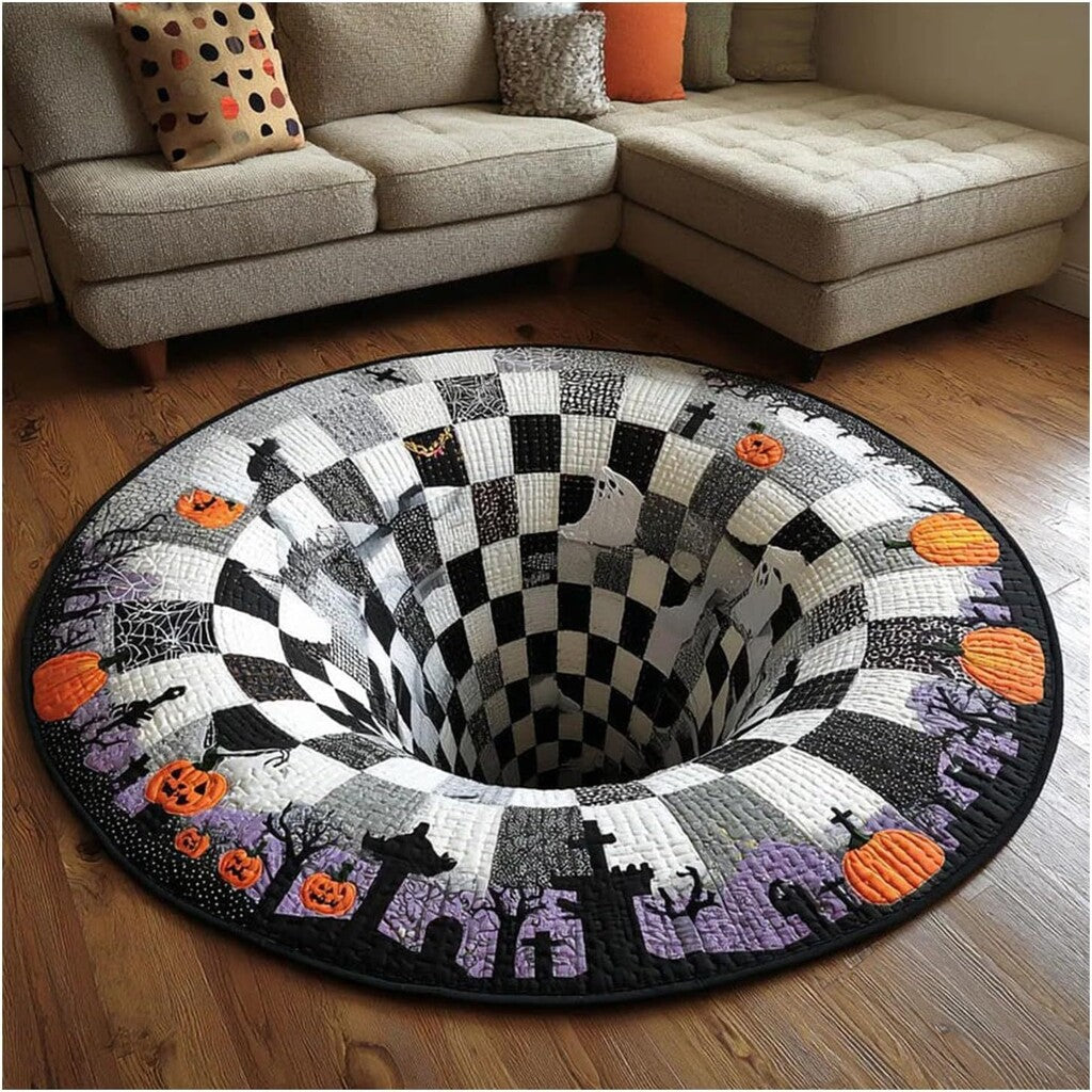 🎃3D-Skelett-Vortex-Steppte runde Halloween-Teppich
