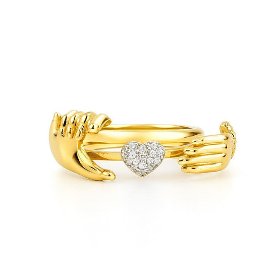 💞 Open hands heart ring
